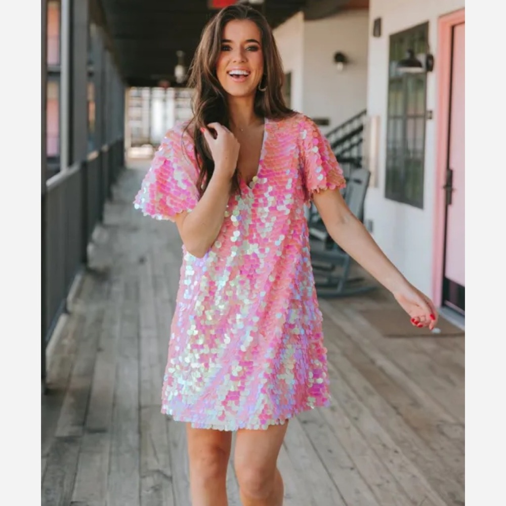Pink Sequin Dress - BuddyLove Taya